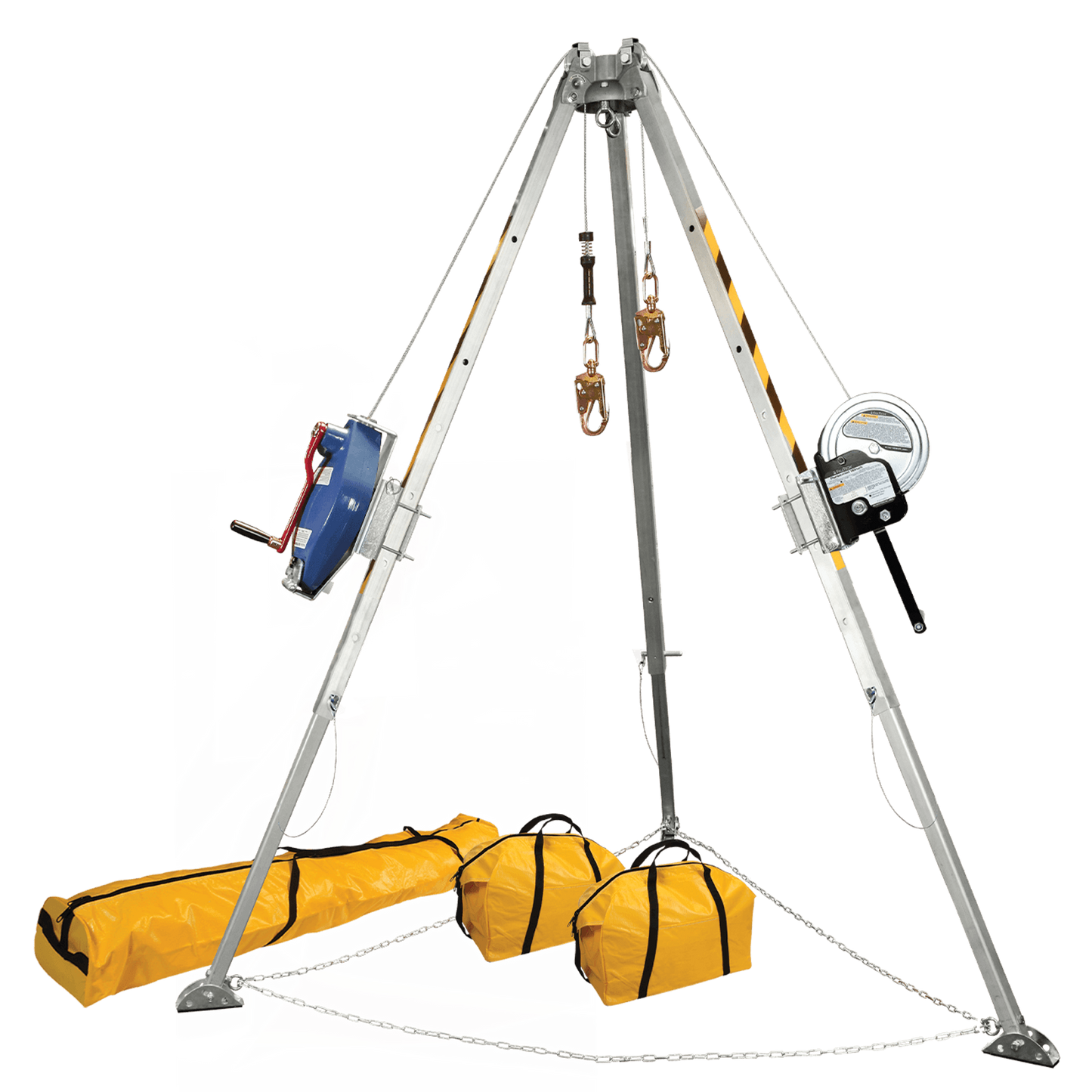 Kit de trípode FT 8' (7276) con SRL-R de 3 vías 7281S, cabrestante 7297, dos conjuntos de soporte 7291B y bolsas de almacenamiento