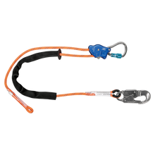 Tower Climber Rope Positioning Lanyard with Aluminum Adjuster with Aluminum Snap Hook and Carabiner