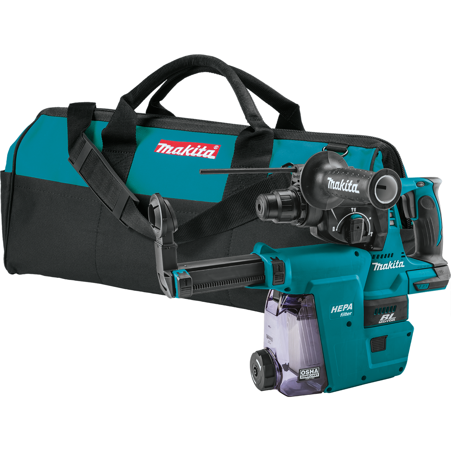 Martillo rotativo LXT BL de 18 V y 1" con extractor de polvo HEPA