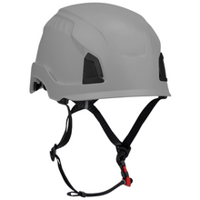 Casco de escalada industrial sin ventilación, gris, modelo Traverse, tipo II