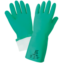 FrogWear Flock-Lined 15-Mil Unsupported Green Nitrile Gloves with Raised Diamond Pattern Grip 12/pk - 2X-Large