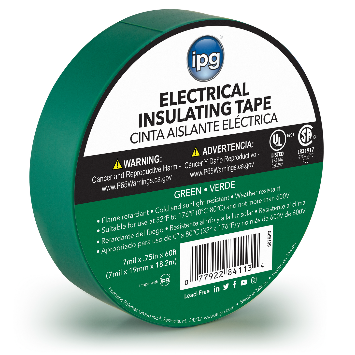 3/4" x 60 electrical tape GREEN