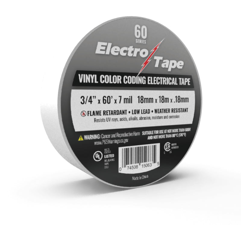 Cinta aislante blanca de 3/4" x 60'