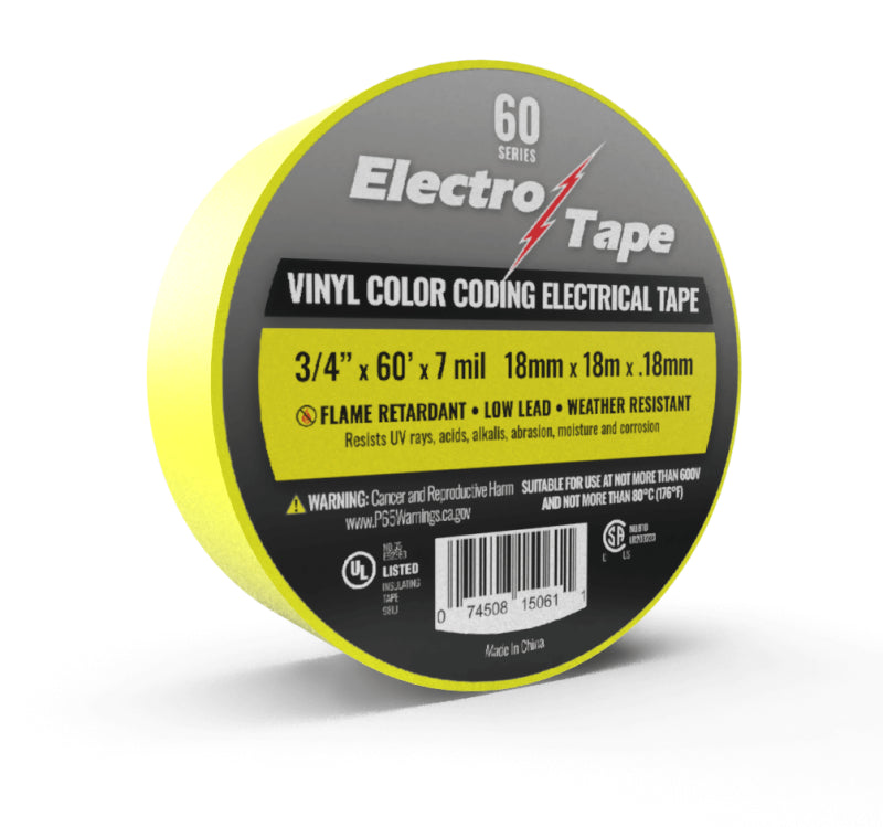 3/4" x 60' Yellow Electrical Tape