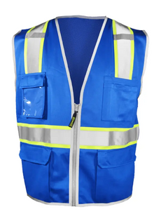 BLUE, Non-Ansi Solid Frt/Msh Bk 2-Tone Survy Zip Vst S/M