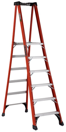 6' FG Pinnacle Platform Ladder Extended Rail ProTop Type IAA 375b Rated