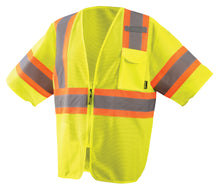 Mesh Two-Tone Vest W/Zipper; Class 3 - Yellow; 3XLarge