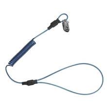 2 lb Stretch-coil Hard Hat Tether with choke-on cinch-loop and snap-clip, 18" 5pk