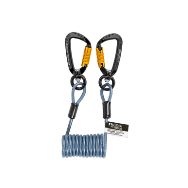2 lb Premium Tool Tether with Stretch Coil Coated Wire and Dual Swivel Aluminum Carabiners