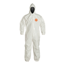 Tychem 4000 Coveralls With Attached Hood Elastic Wrists & Ankles Zipper Front, Storm Flap, White, 2X-Large