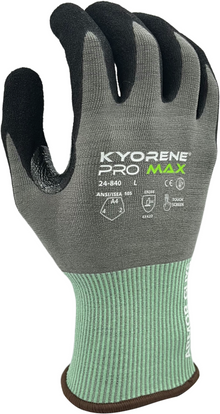 24g Gray Kyorene® Pro Max Graphene A4 Soft Black HCT® MicroFoam Nitrile Palm Coating; XS