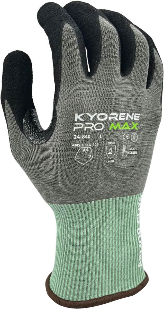 24g Gray Kyorene® Pro Max Graphene A4 Soft Black HCT® MicroFoam Nitrile Palm Coating; M